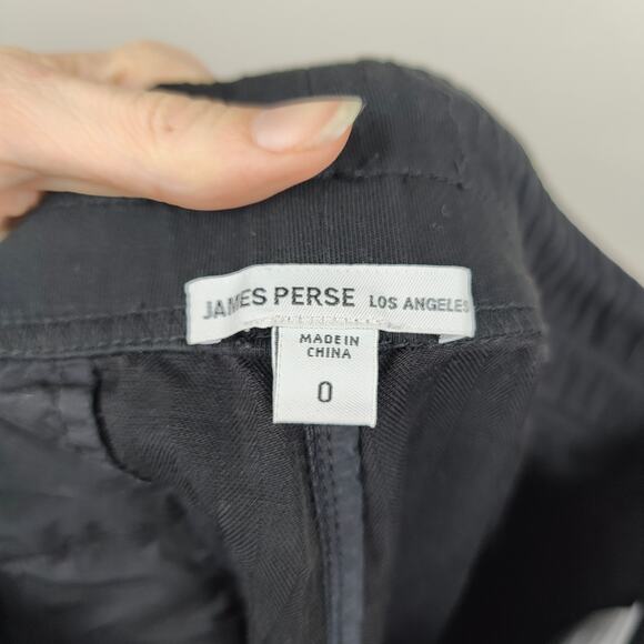 James Perse Pants Womens 0 XS Black Straight Leg Drawstring Linen Polyamide - Picture 5 of 9